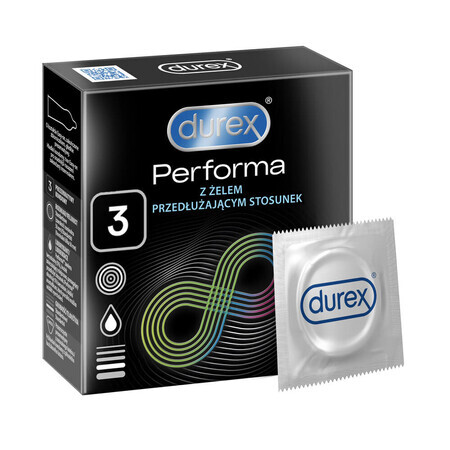 Durex Performa, Kondome mit verkehrsverlängerndem Gleitmittel, 3 Stück