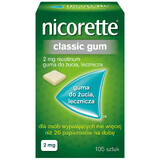 Nicorette Classic Gum 2 mg, chicle medicinal, 105 piezas