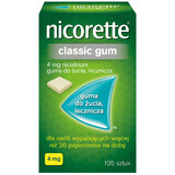 Nicorette Classic Gum 4 mg, chicle medicinal, 105 piezas