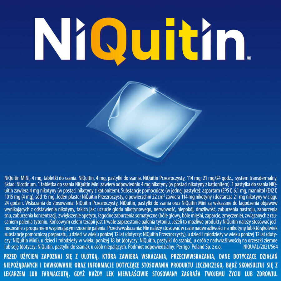 NiQuitin Transparent 21 mg/24 h, transdermales System, Pflaster, 7 Stück