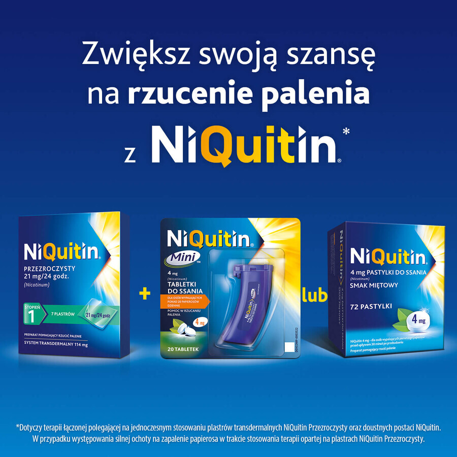 NiQuitin Transparent 21 mg/24 h, transdermales System, Pflaster, 7 Stück