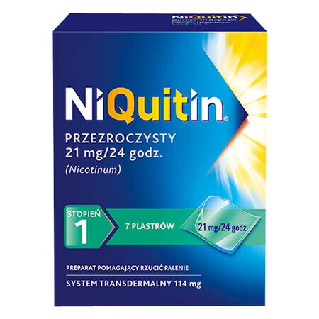 NiQuitin Transparent 21 mg/24 h, transdermales System, Pflaster, 7 Stück