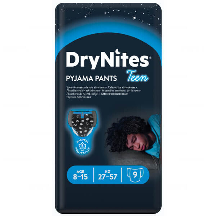 Huggies DryNites Boys' Nighties, 8-15 Years, 27-57kg, 9 Pack