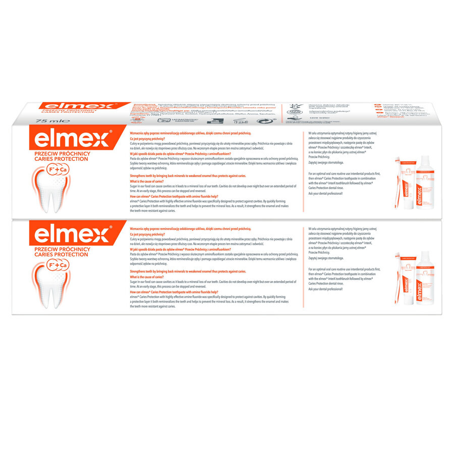 Elmex Tegen Cariës, tandpasta met aminfluoride, 2 x 75 ml