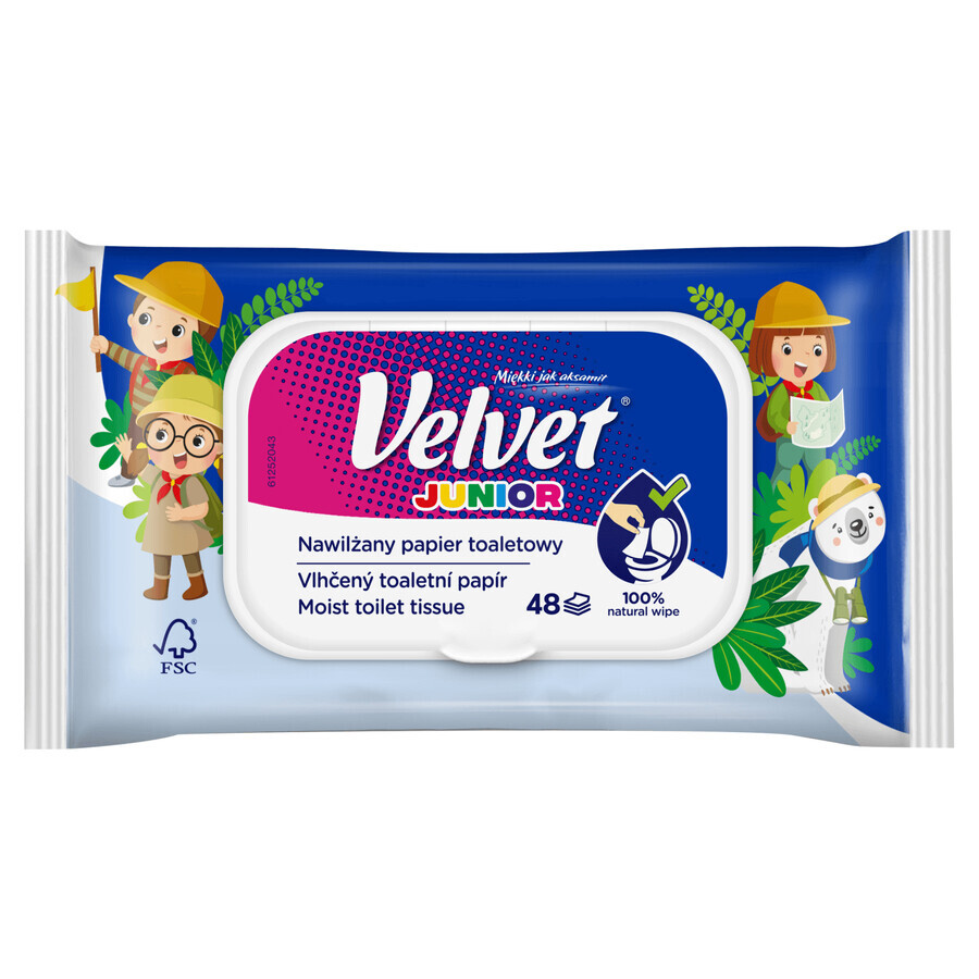 Velvet Junior, feuchtes Toilettenpapier, mit Clip, 42 Stück