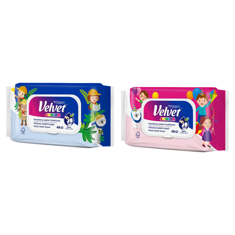 Velvet Junior, feuchtes Toilettenpapier, mit Clip, 42 Stück