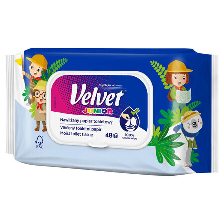 Velvet Junior, feuchtes Toilettenpapier, mit Clip, 42 Stück