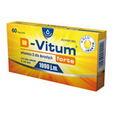 D-Vitum Forte 1000 UI, vitamina D para adultos y niños mayores de 6 años, 60 cápsulas