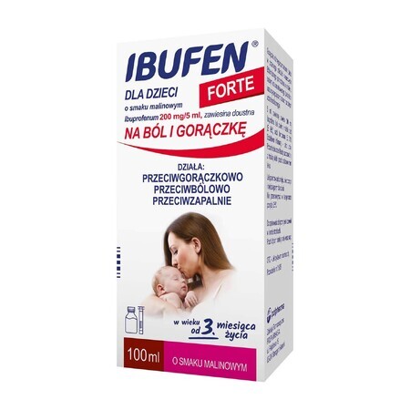 Ibufen for children Strong raspberry flavor 200 mg/ 5ml, oral suspension from 3 months, 100ml