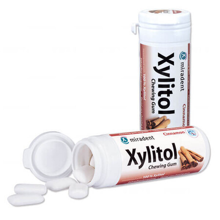 Miradent Xylitol, chewing gum with xylitol, cinnamon flavor, 30 pieces