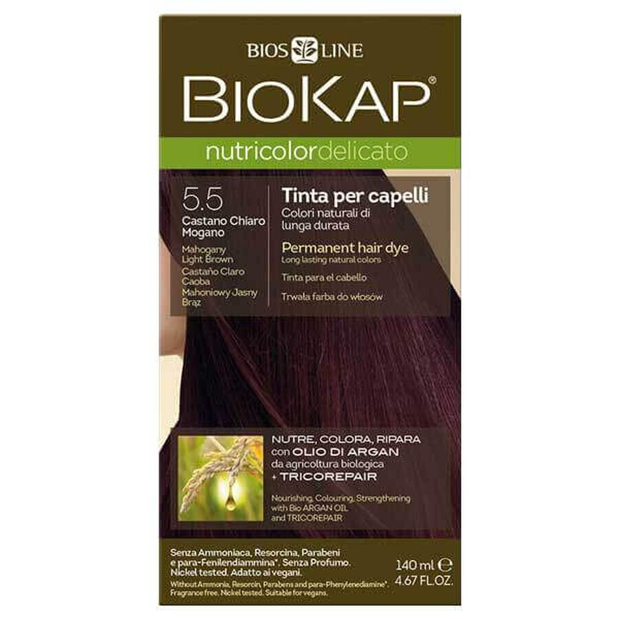 Biokap Nutricolor Delicato, coloration, 5.5 brun clair acajou, 140 ml