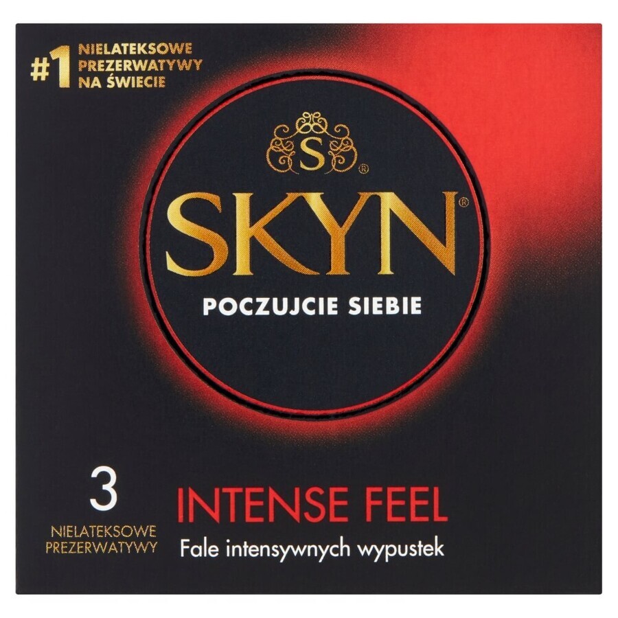 Unimil Skyn Intense Feel, Nicht-Latex-Kondome mit Paspel, 3 Stück