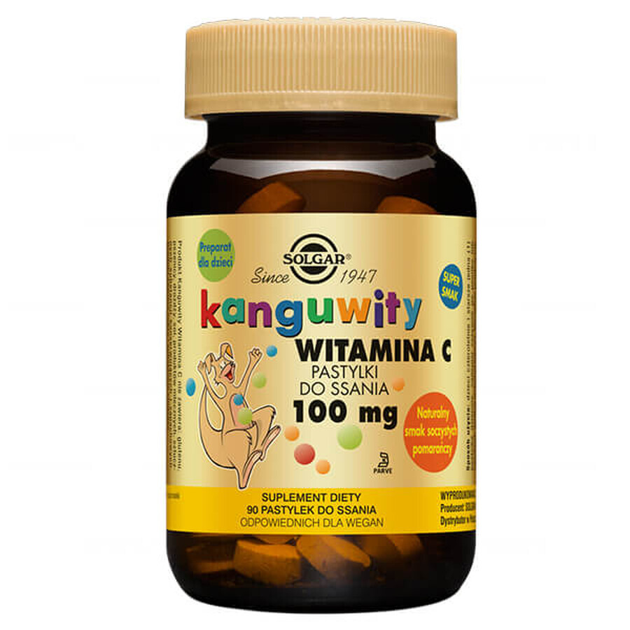 Solgar Känguru Vitamin C 100 mg, Orangengeschmack, 90 Lutschtabletten