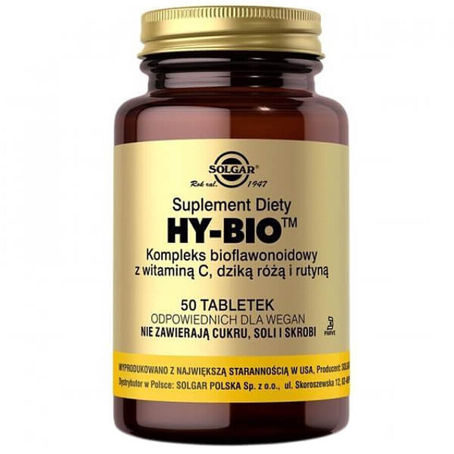 Solgar Hy-Bio, Bioflavonoid-Komplex mit Vitamin C, Hagebutte und Rutin, 50 Tabletten