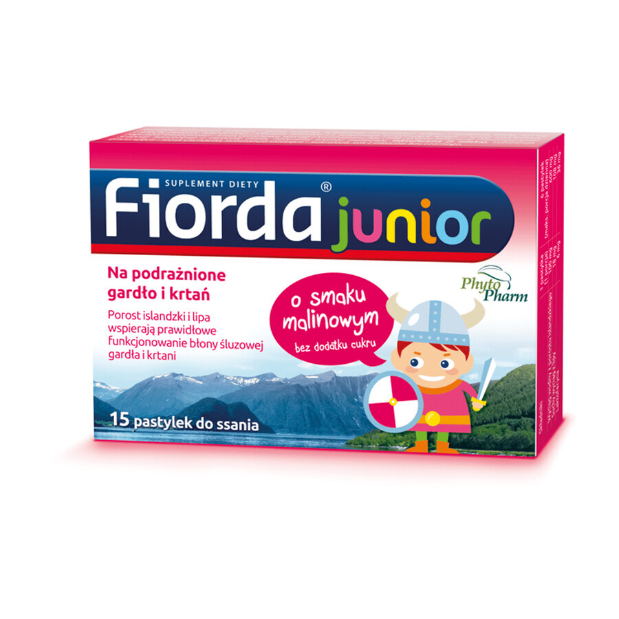 Fiorda Junior, aromă de zmeură, 15 pastile