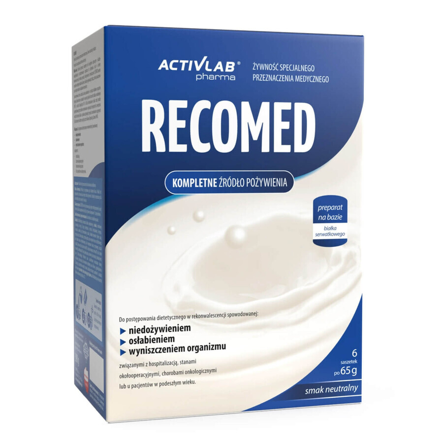 Activlab Pharma RecoMed, Nährstoffpräparat, neutraler Geschmack, 65 g x 6 Beutel