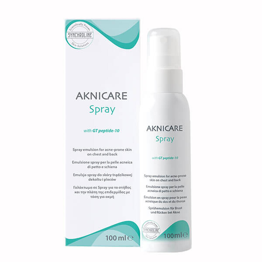 Synchroline Aknicare, rug en decolleté spray emulsie met GT-peptide 10, acnegevoelige huid, 100 ml