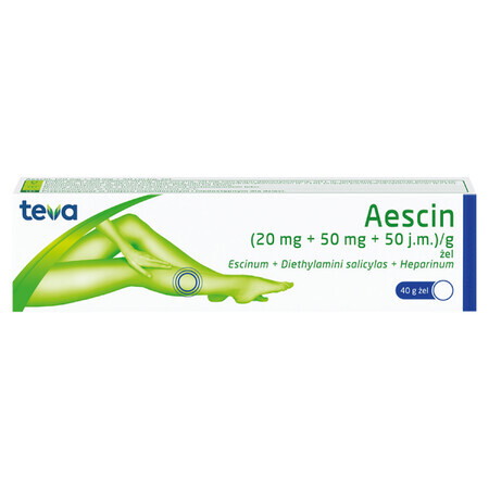 Aescin (20 mg + 50 mg + 50 IU)/Gel, Gel, 40 g