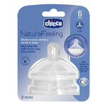 Chicco, NaturalFeeling flessenspeen 6m+, papstroom, na 6 maanden, 2 stuks