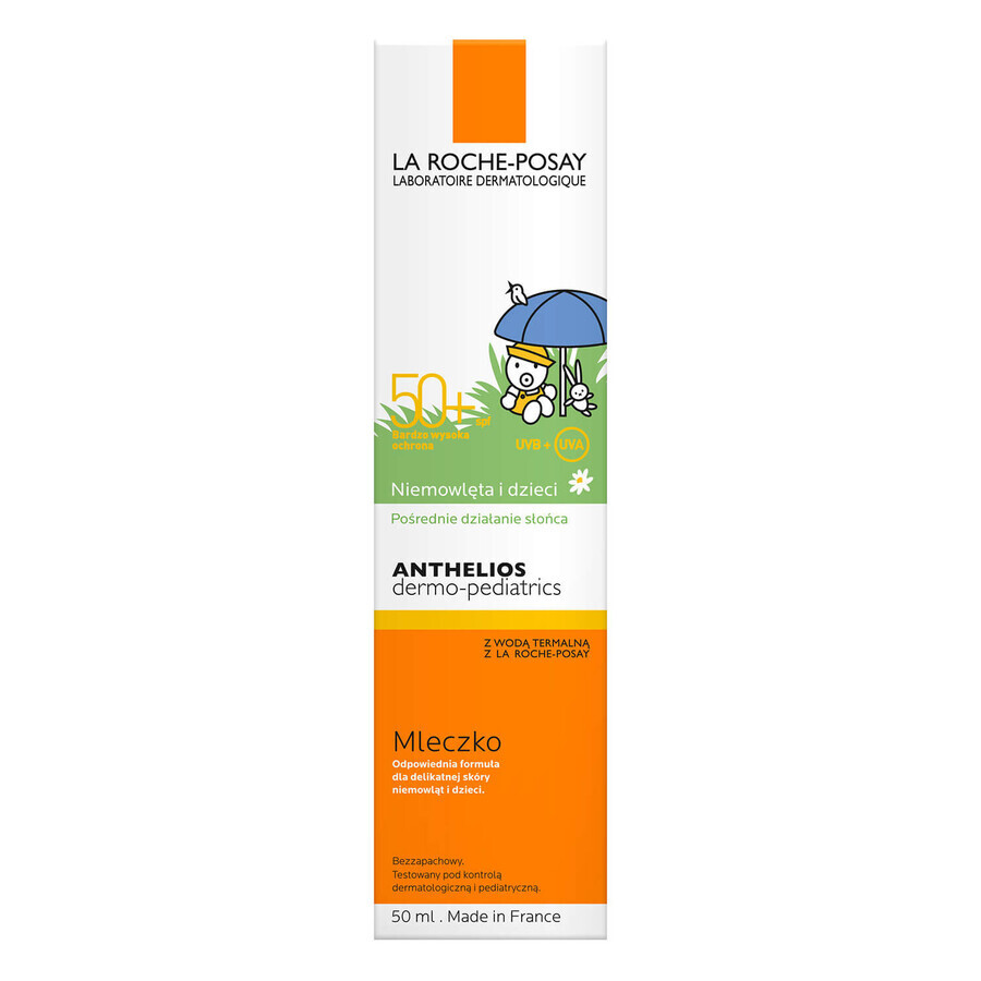 La Roche-Posay Anthelios Dermo-Pediatrics, Schutzmilch für Gesicht und Körper ab 6 Monaten, SPF 50+, 50 ml