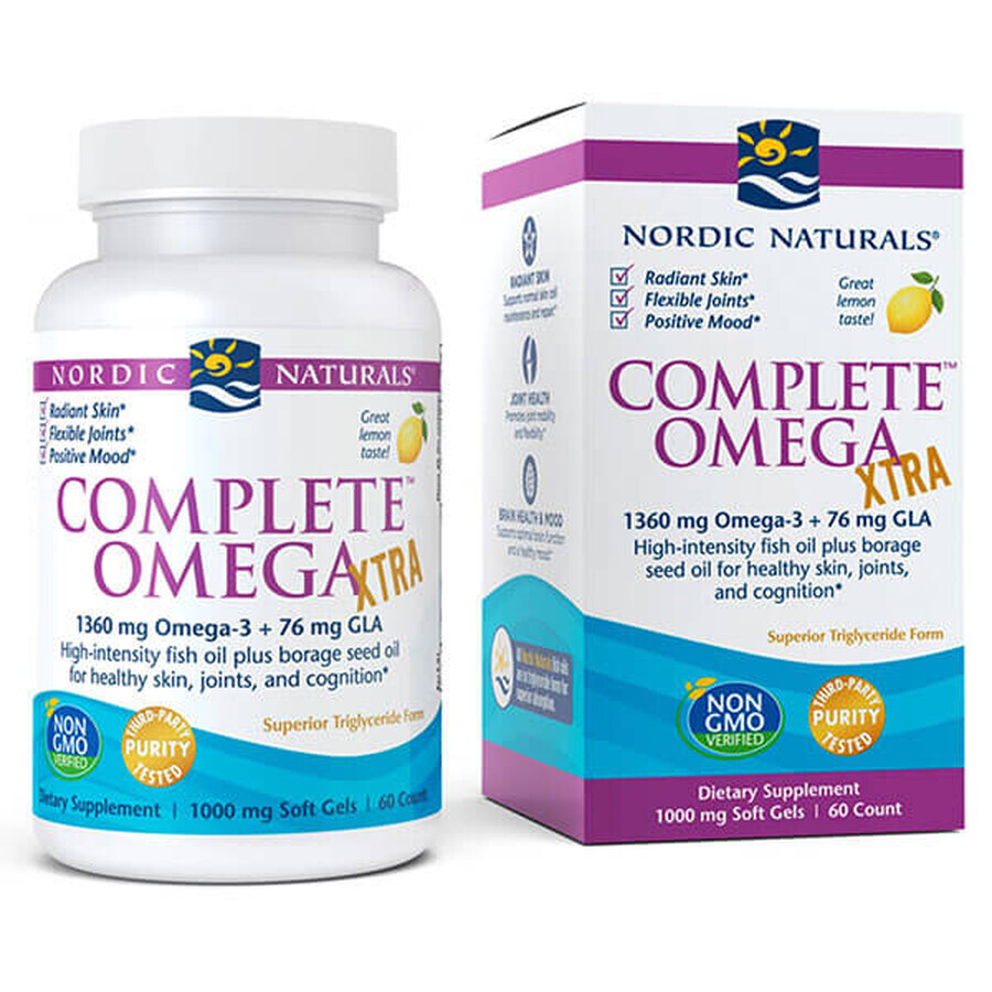 Nordic Naturals Complete Omega Xtra, Lemon Flavor, 60 Capsules