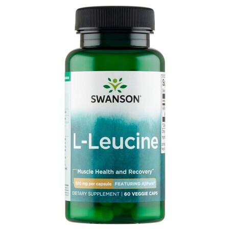 Swanson AjiPure L-Leucină, L-leucină 500 mg, 60 capsule vegetariene