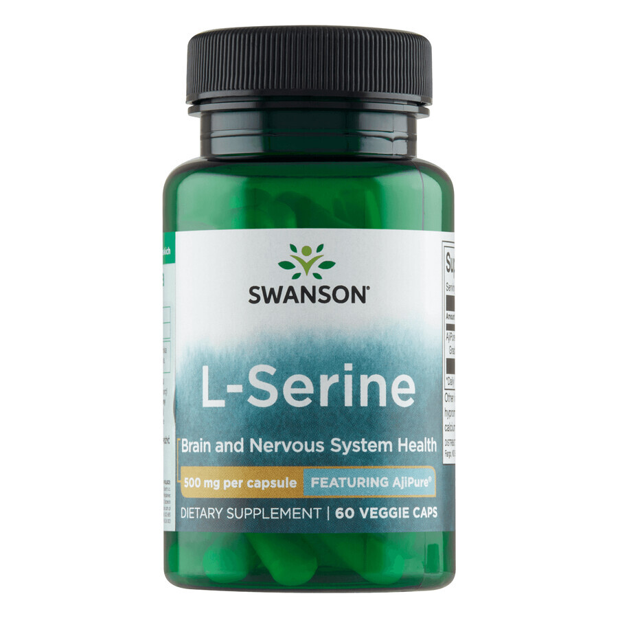 Swanson AjiPure L-Serine, L-Serine 500 mg, 60 capsule vegetariene