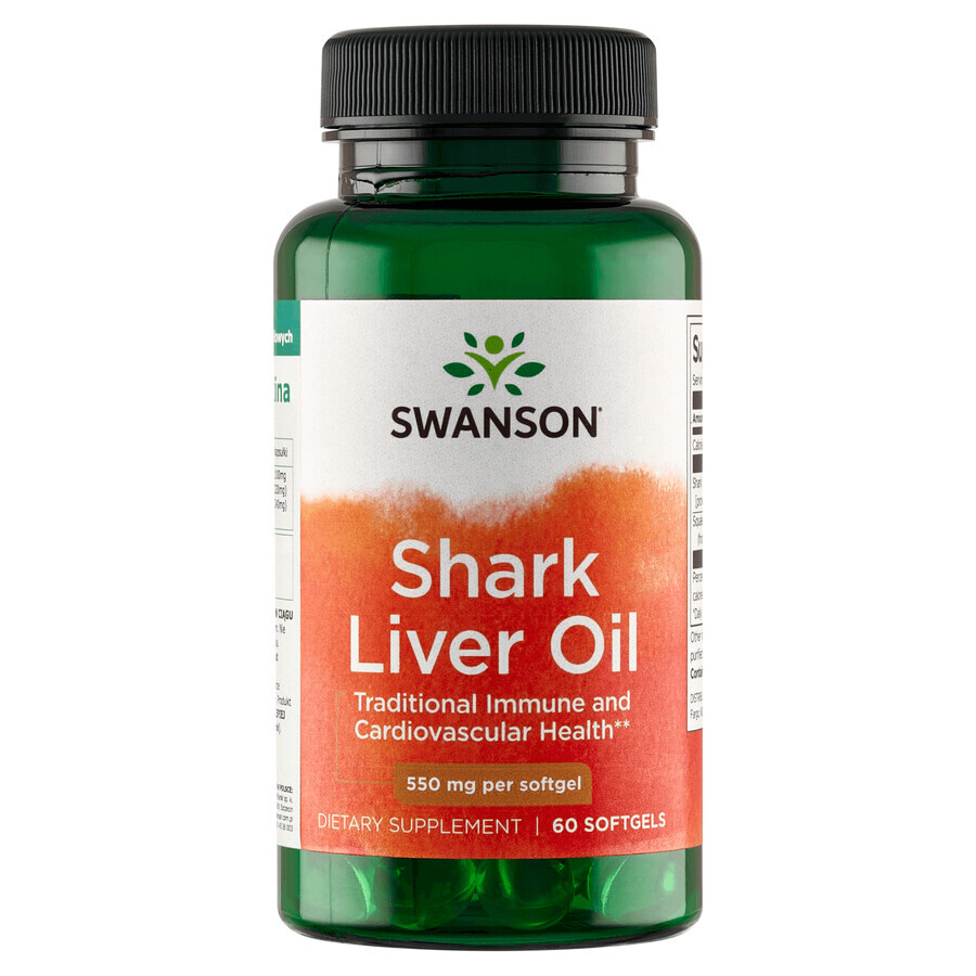 Swanson Shark Liver Oil, 60 gel capsules