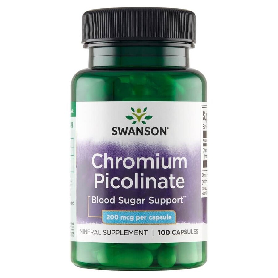 Swanson Chromium Picoliante, Chrom 200 µg, 100 Kapseln