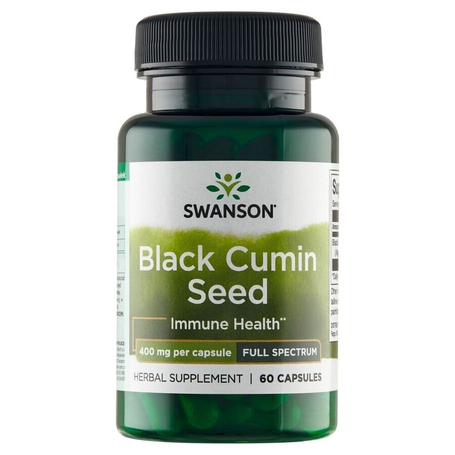 Swanson Full Spectrum Black Cumin Seed, graines de cumin noir, 60 gélules