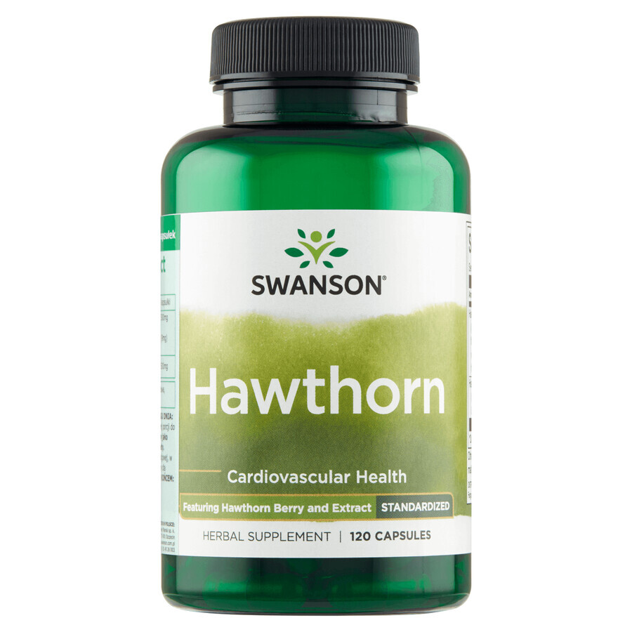 Swanson Hawthorn, Hawthorn and Fruit Extract, 120 Capsules