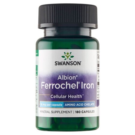 Swanson Chelated Ferrochel Iron, chelated iron 18 mg, 180 capsules