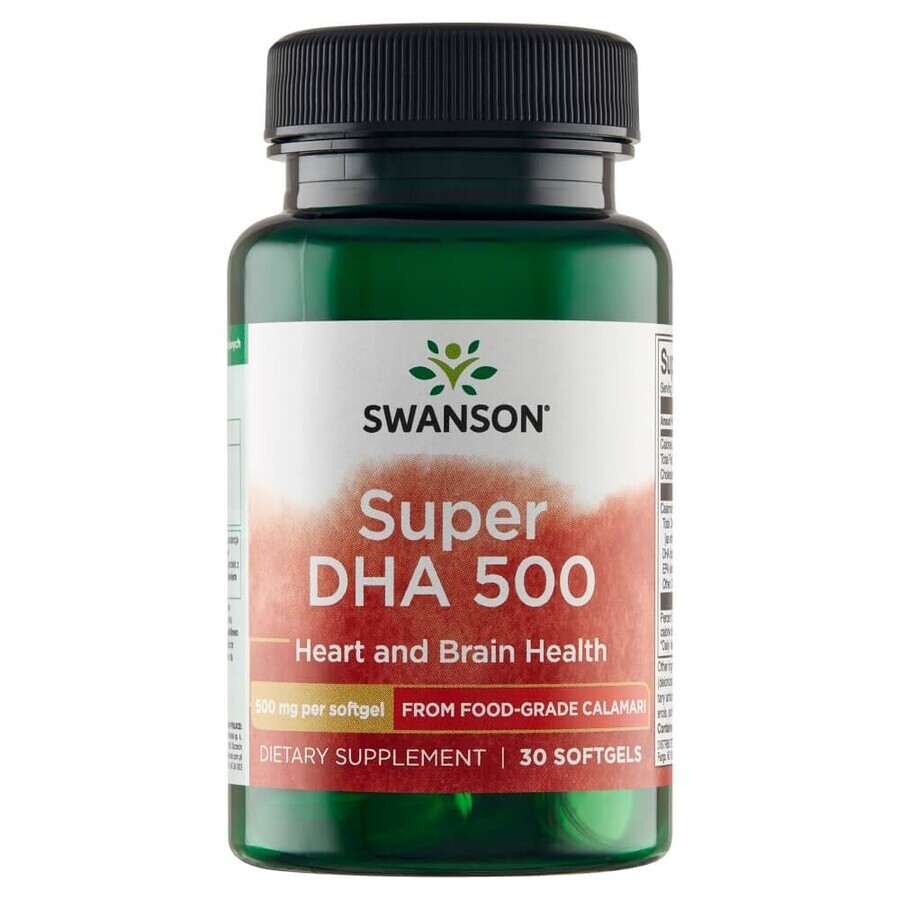 Swanson Super DHA 500, Squid Oil, 30 Capsules