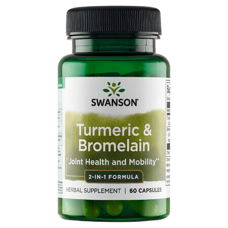 Swanson Turmeric &amp; Bromelain, turmeric și bromelain, 60 capsule