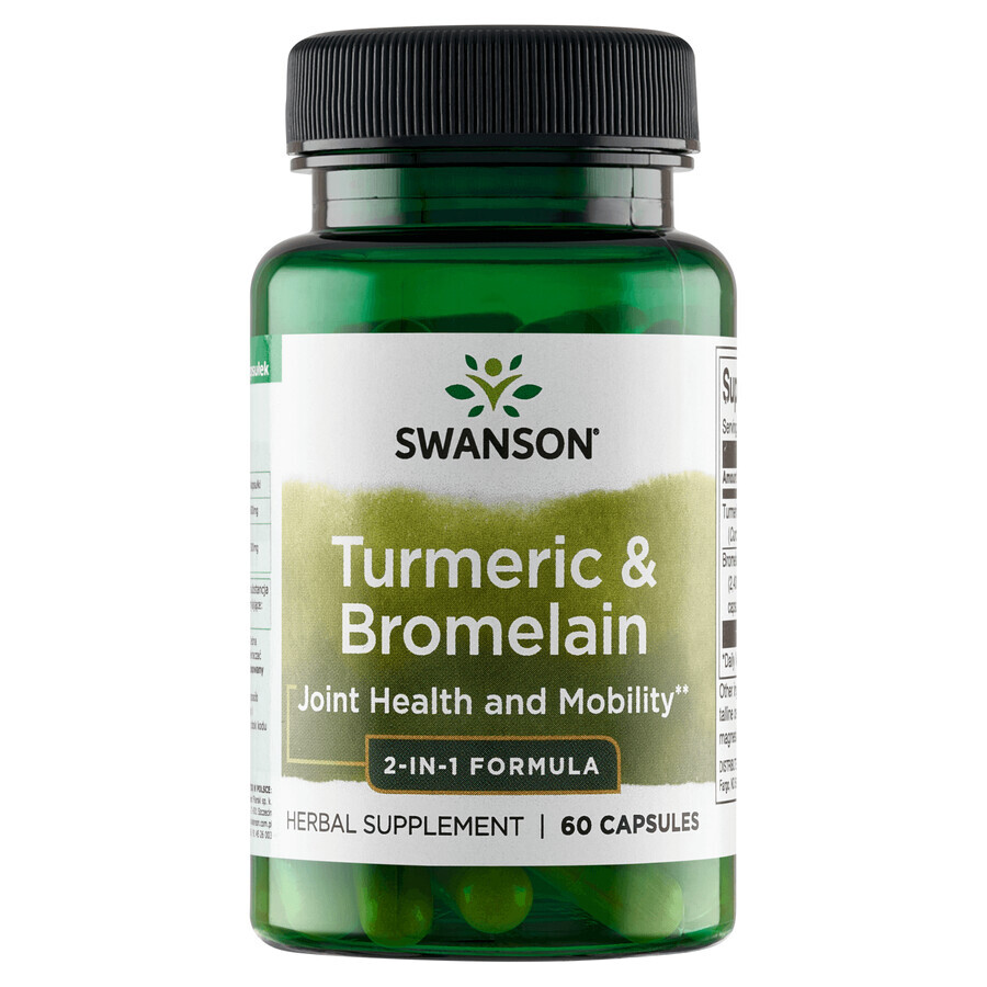 Swanson Turmeric &amp; Bromelain, turmeric și bromelain, 60 capsule