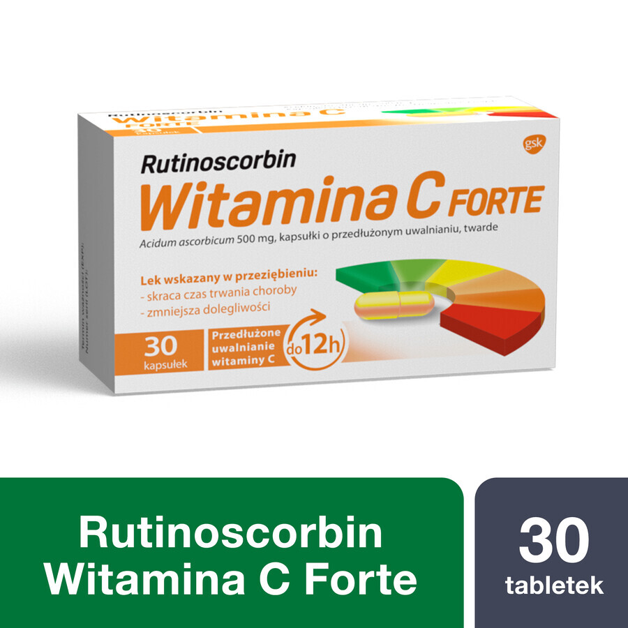 Rutinoscorbin Vitamin C Forte 500 mg, 30 Kapseln mit verlängerter Wirkstofffreisetzung