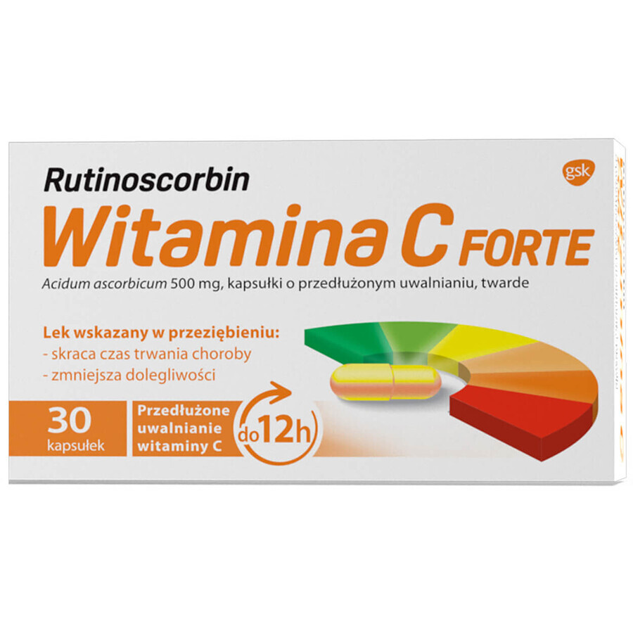 Rutinoscorbin Vitamin C Forte 500 mg, 30 Kapseln mit verlängerter Wirkstofffreisetzung