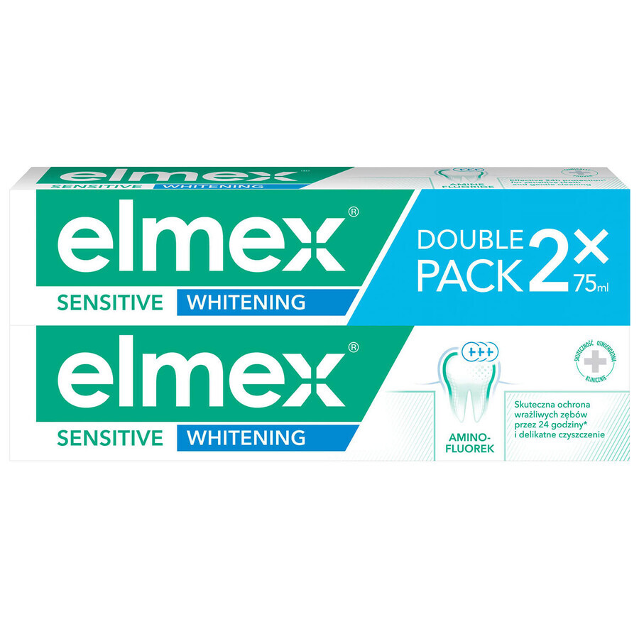 Elmex Sensitive Whitening dentifrice avec fluorure d'amines, 2 x 75 ml 