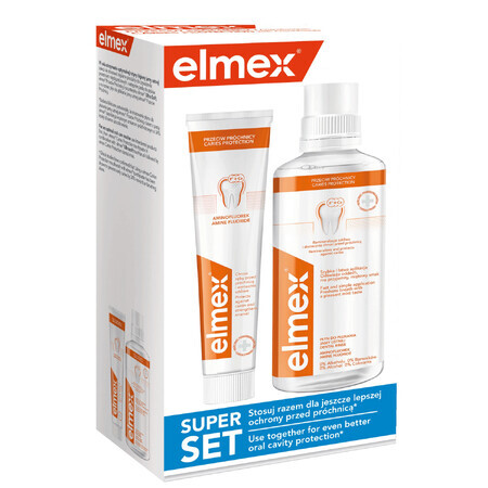 Kit Elmex contre les caries, bain de bouche, 400 ml + dentifrice, 75 ml