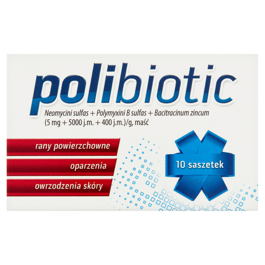 Polibiotic 5 mg + 5000 UI + 400 UI, pommade, 10 sachets de 1 g chacun