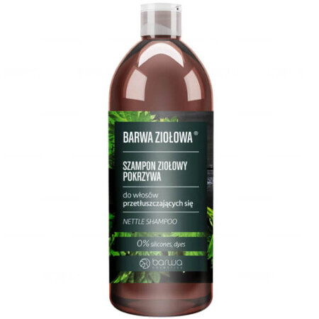 Barwa Ziołowa, shampooing à l'ortie, cheveux gras, 480 ml