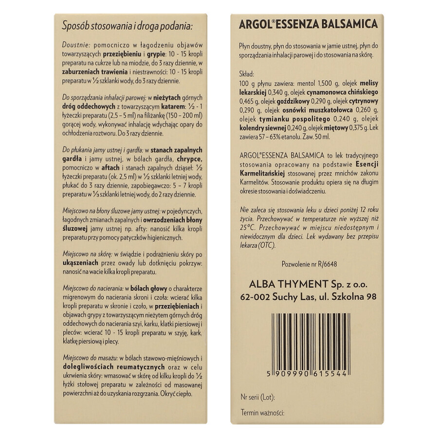 Argol Essenza Balsamica, flüssig, 50 ml