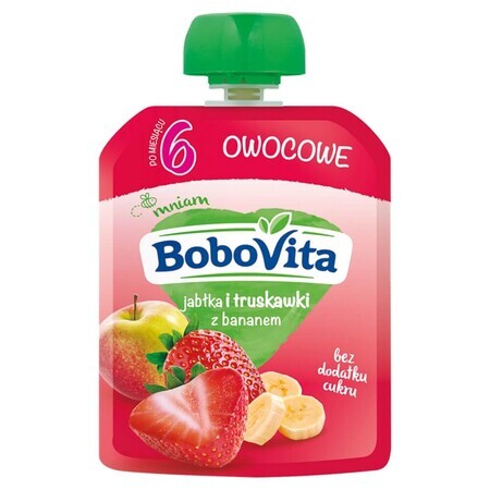 BoboVita Mousse en tubo, manzana y fresa con plátano, después de 6 meses, 80 g