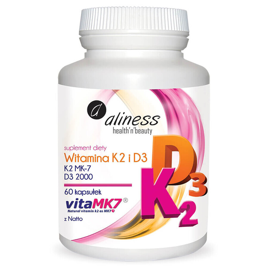 Aliness Vitamine K2 MK-7 100 µg + D3 2000 IU, 60 capsules