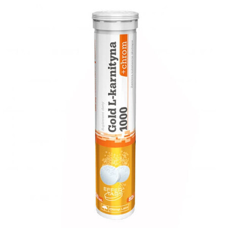 Olimp Gold L-carnitina 1000 + Cromo, sabor naranja, 20 comprimidos efervescentes