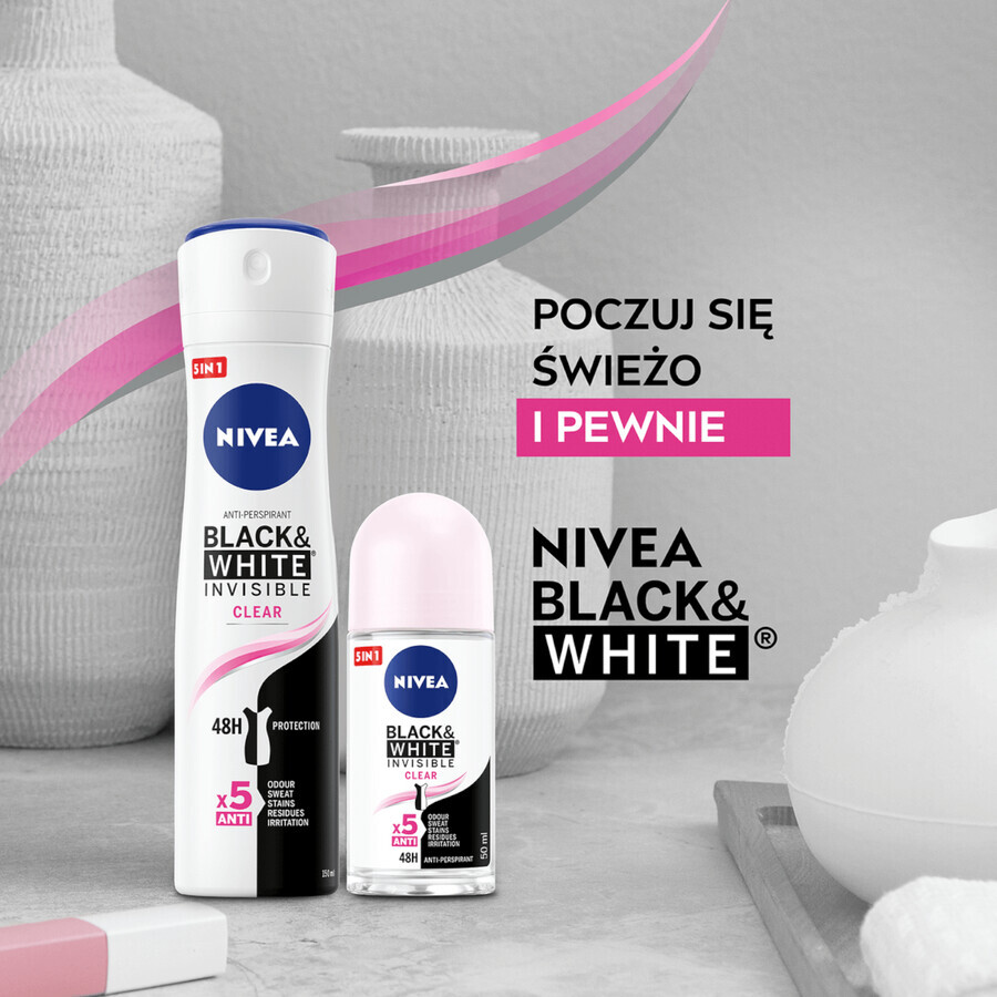 Nivea, antiperspirant spray, Invisible Black &amp; White, Transparent, 150 ml