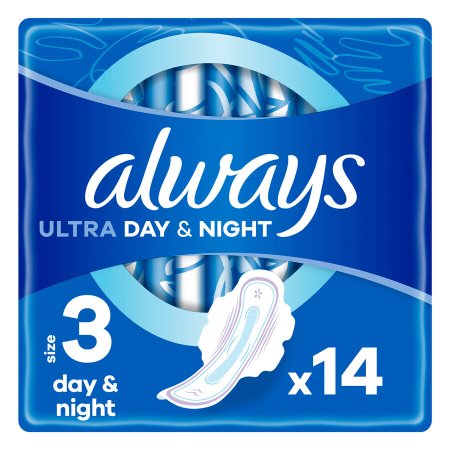 Always Ultra Night, hygienic towels with wings, 14 pcs