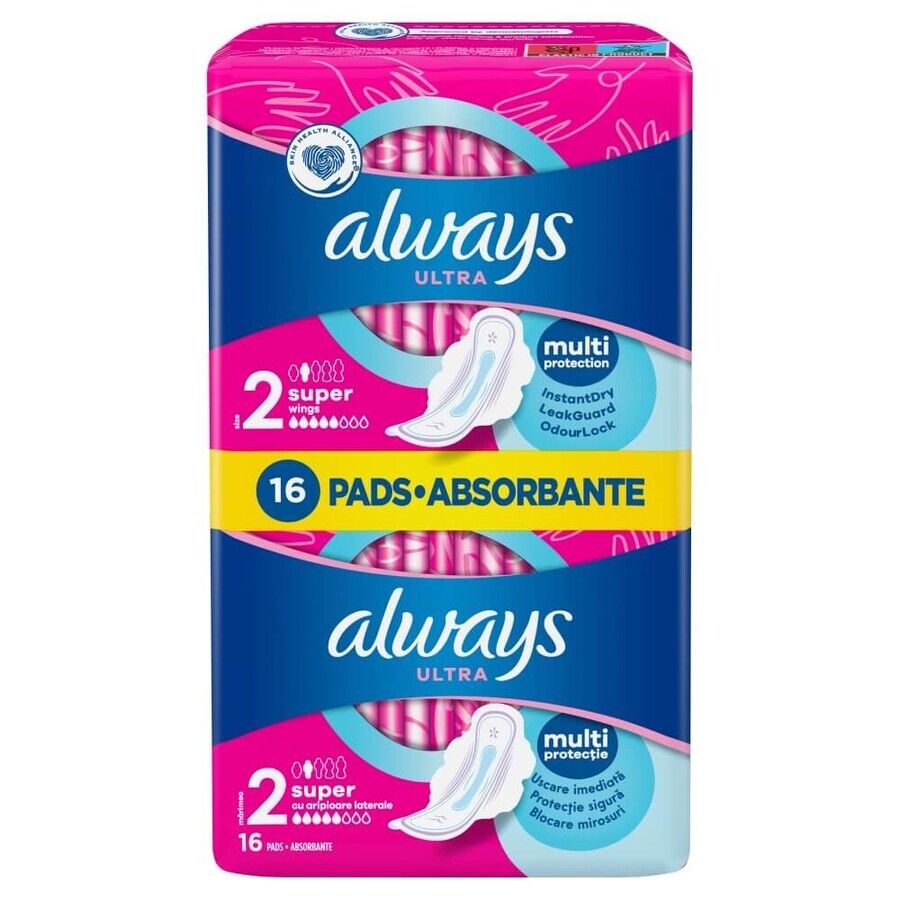 Always Ultra, prosoape igienice cu aripi, Super, 16 buc