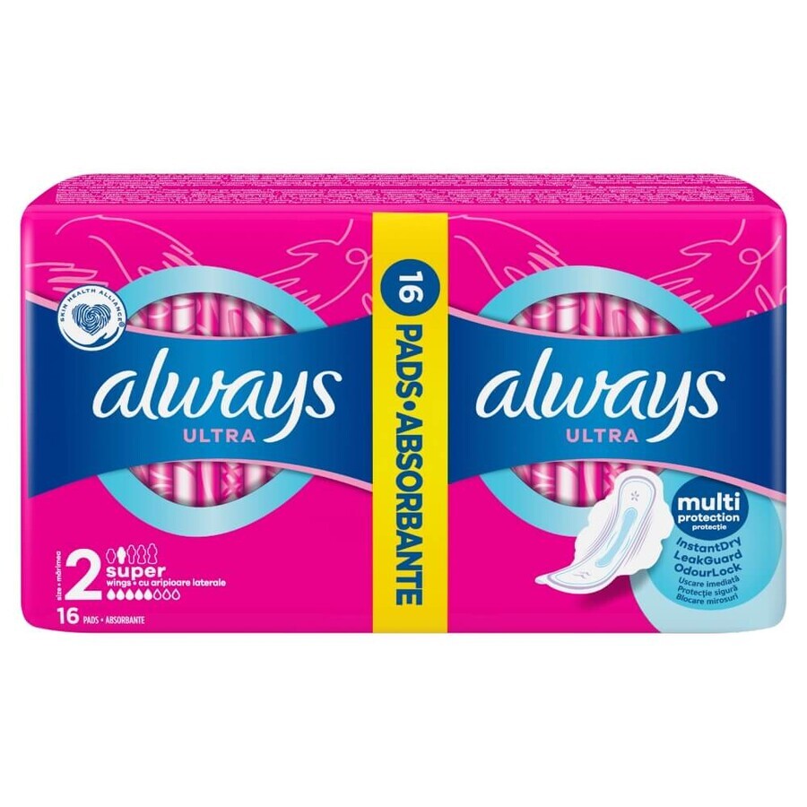 Always Ultra, prosoape igienice cu aripi, Super, 16 buc