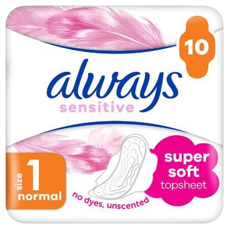 Always Sensitive, toallas sanitarias con alas, Ultra Normal Plus, 10 unidades